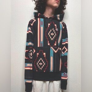 Vintage Champion Reverse Weave Native Print Men’s Hoodie Size Small